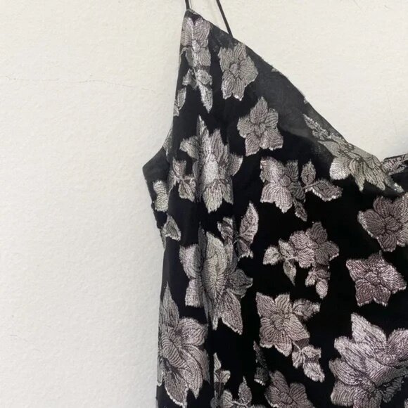 Club Monaco Jacquard Silk-Blend Black/Silver Slip Dress NWOT - Size 4 - Picture 7 of 13